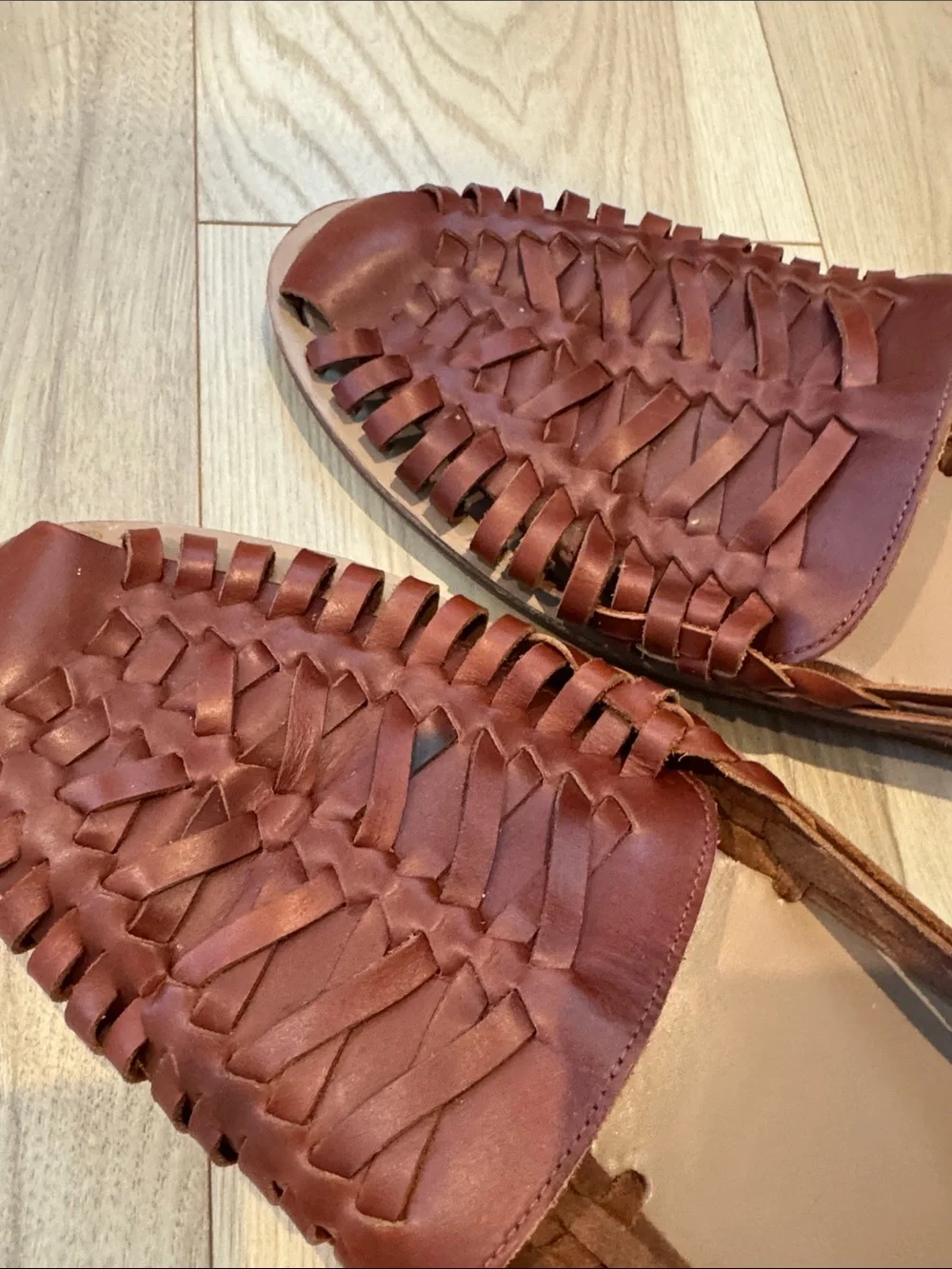 Nisolo Brown Woven Leather Huarache Sandals